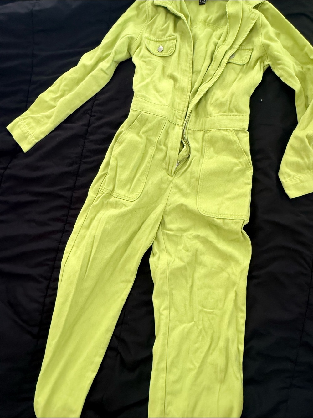 Forever 21 Lime Green Long Sleeve Utility Jumpsuit